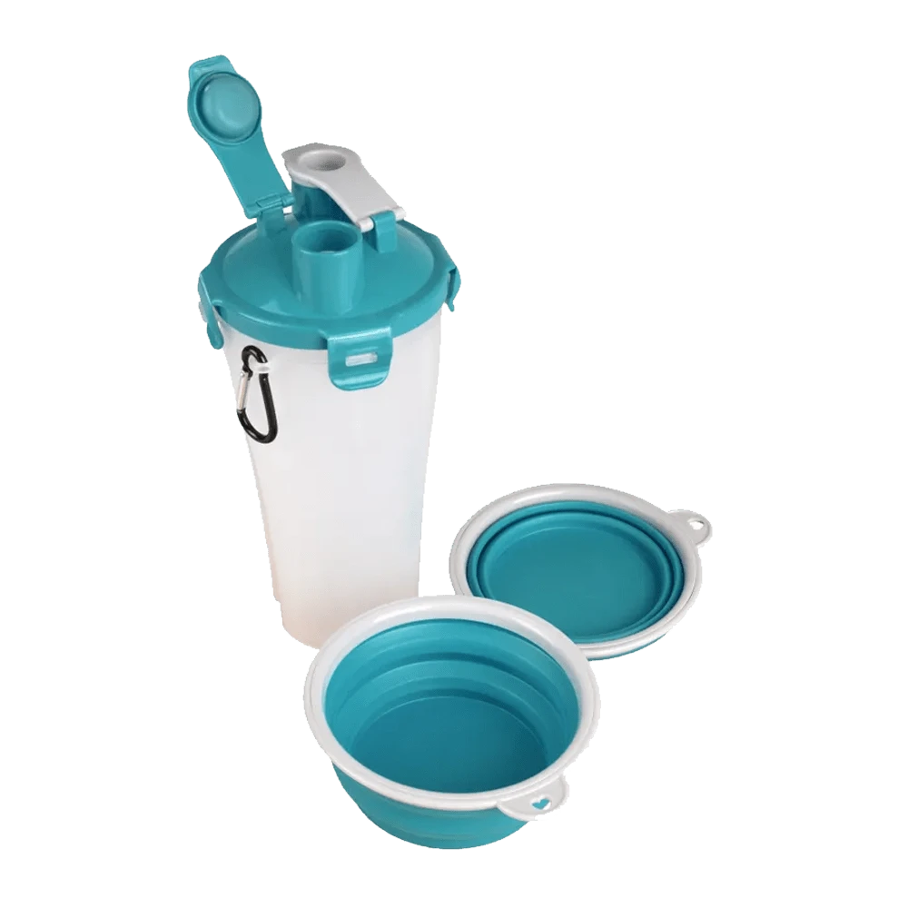 Flamingo 2 In 1 Reisbeker Trinka Voor Water En Voer - Blauw/Grijs 4 Flamingo 2 In 1 Reisbeker Trinka Voor Water En Voer - Blauw/Grijs - Afbeelding 2