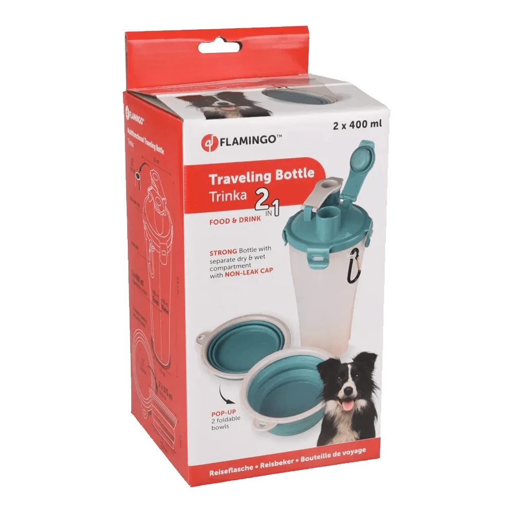 Flamingo 2 In 1 Reisbeker Trinka Voor Water En Voer - Blauw/Grijs 8 Flamingo 2 In 1 Reisbeker Trinka Voor Water En Voer - Blauw/Grijs - Afbeelding 6