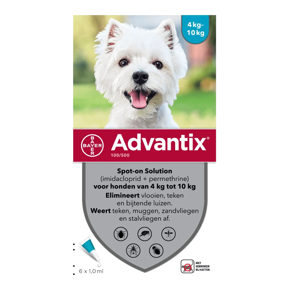 Advantix Spot On 100 - 4-10kg - 1ml - Anti Vlooien En Tekenmiddel - 6 Pipetten 3 Advantix Spot On 100 - 4-10kg - 1ml - Anti Vlooien En Tekenmiddel - 6 Pipetten