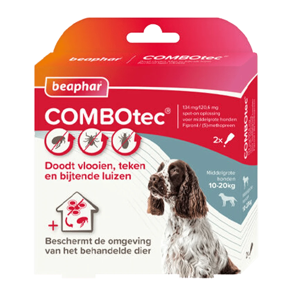 Beaphar Combotec Hond 10-20 Kg - 2st - Anti Vlooienmiddel En Tekenmiddel