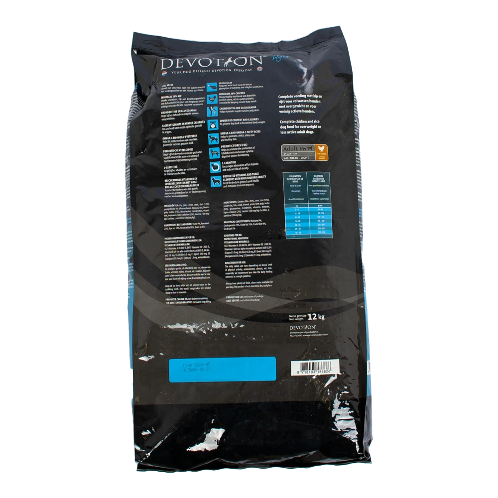 Devotion Adult Light Met Kip En Rijst - 12kg - Hondenvoer 4 Devotion Adult Light Met Kip En Rijst - 12kg - Hondenvoer - Afbeelding 2