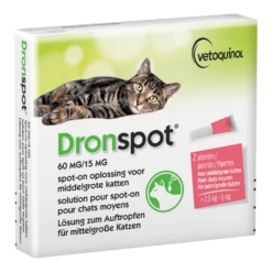 Dronspot Spot-On Kat Vanaf 2.5 - 5kg - Anti Wormenmiddel - 2 Pip.