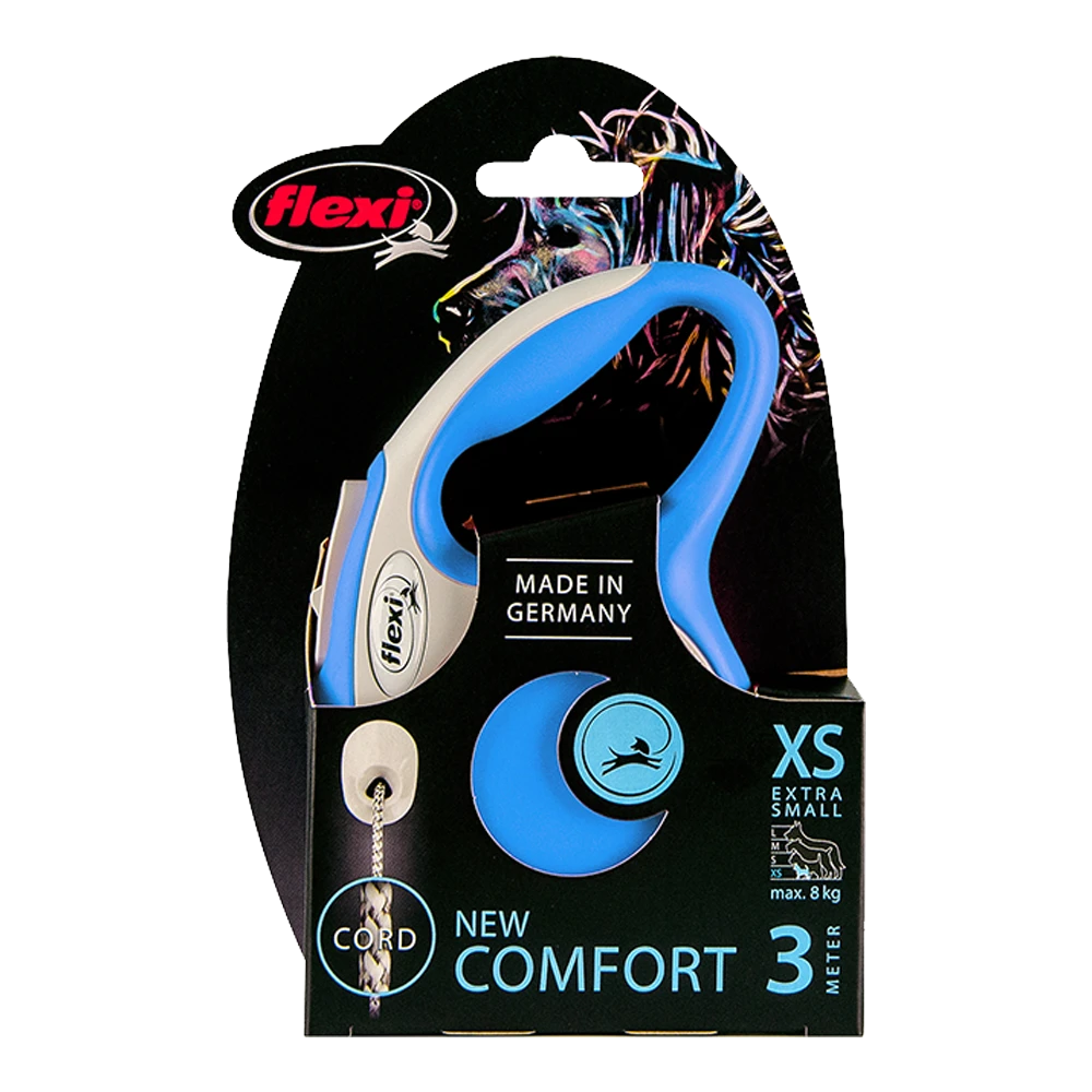 Flexi Rollijn New Comfort Blauw - Koord 3m - XS 8KG - Hondenriem - Afbeelding 2
