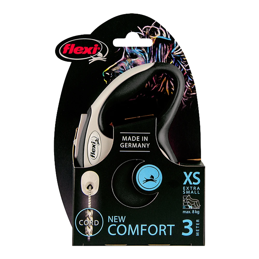 Flexi Rollijn New Comfort Zwart - Koord 3m - XS 8KG - Hondenriem - Afbeelding 2