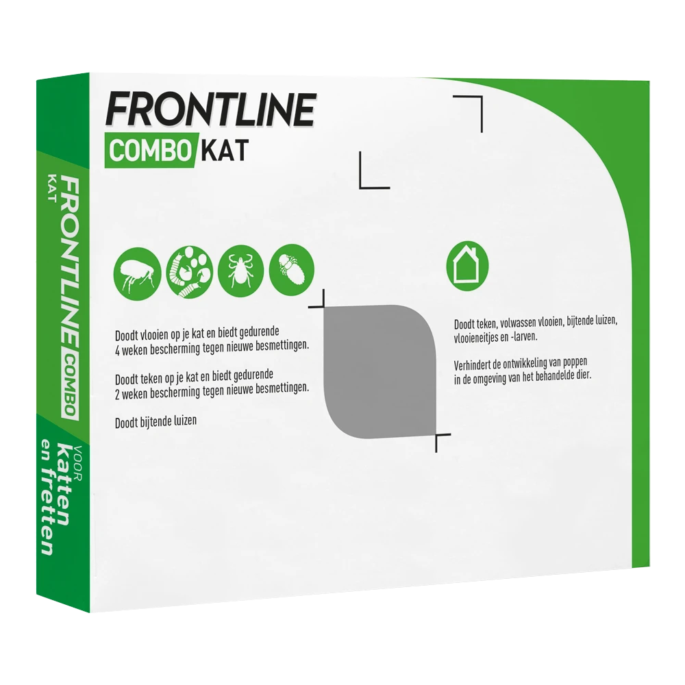 Frontline Combo Spot On Kat - 3 Pipet - Anti Vlooien, Teken En Luizen - Afbeelding 2