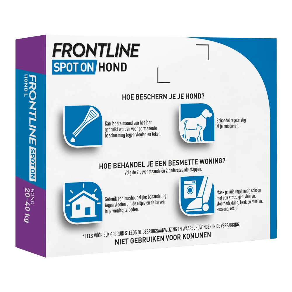 Frontline Spot On L Hond - 20 Tot 40kg - 4 Pipet - Anti Vlooien, Teken En Luizen - Afbeelding 3