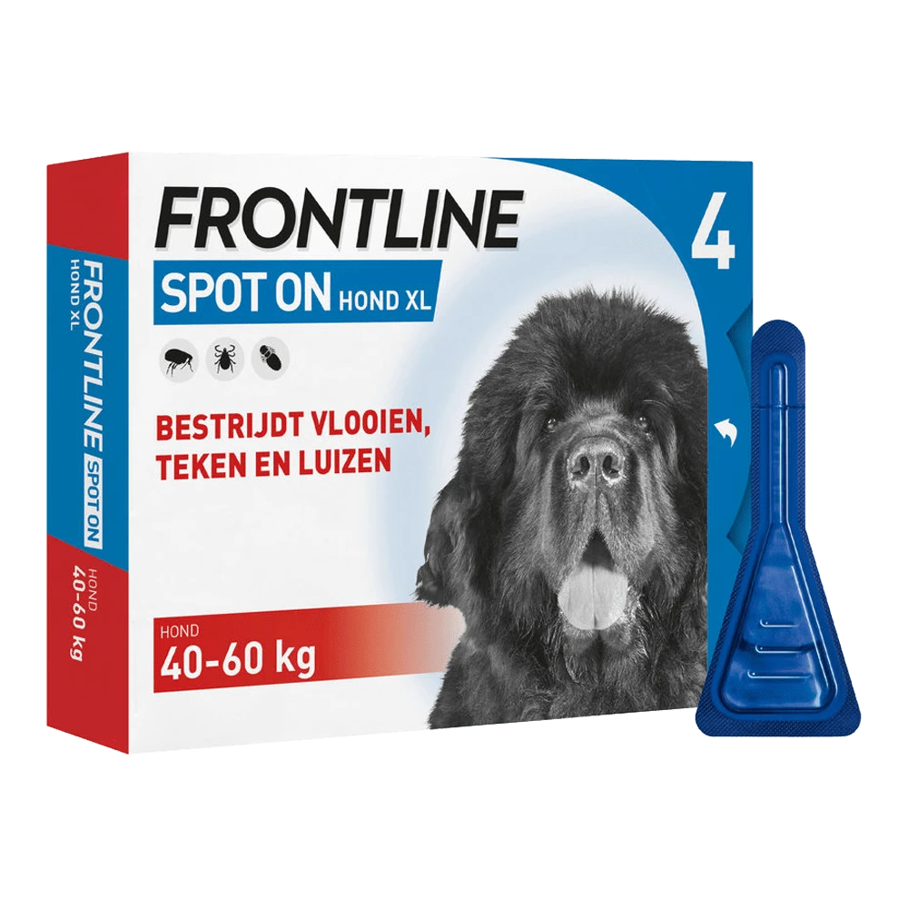 Frontline Spot On XL Hond - 40 Tot 60kg - 4 Pipet - Anti Vlooien, Teken En Luizen 3 Frontline Spot On XL Hond - 40 Tot 60kg - 4 Pipet - Anti Vlooien, Teken En Luizen