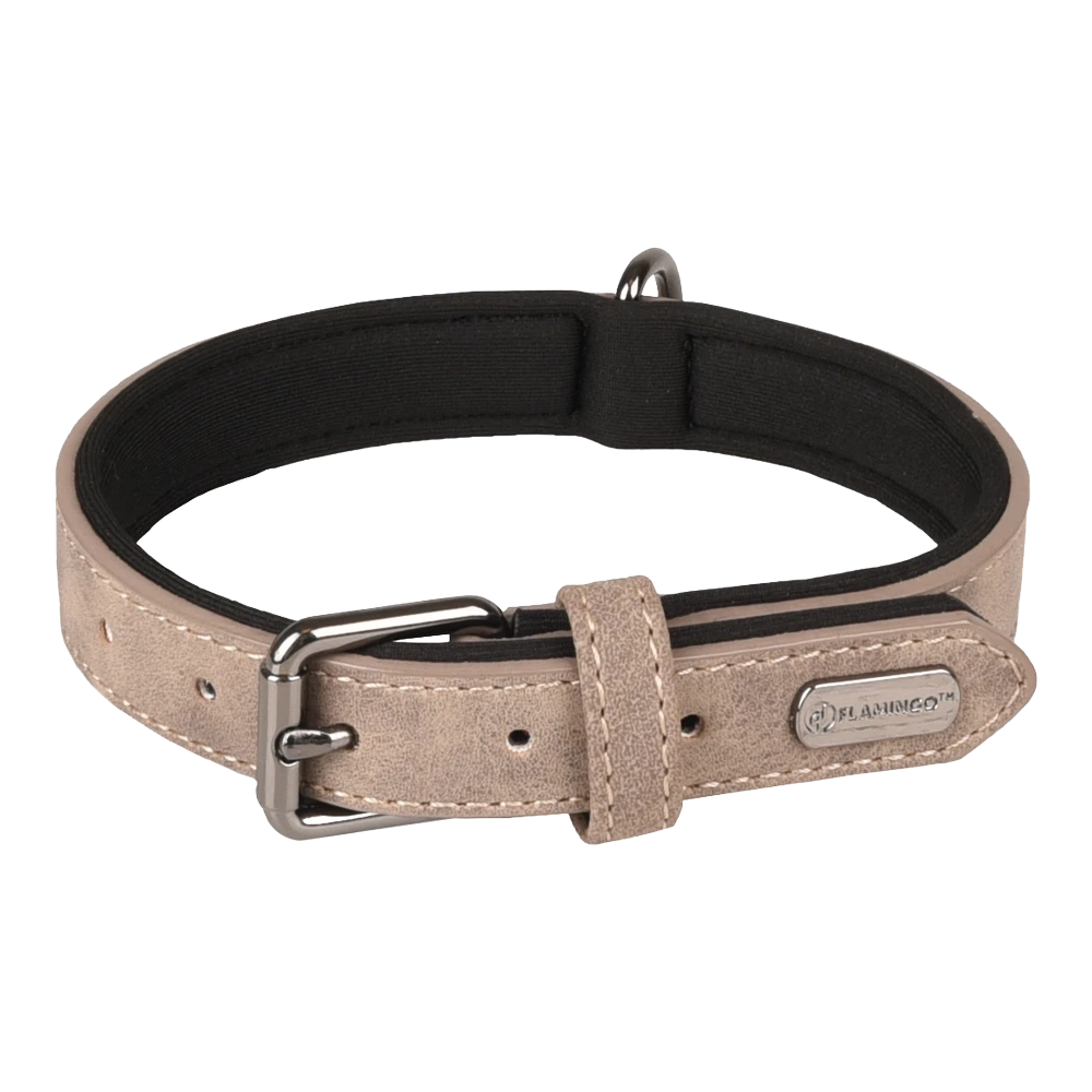 Flamingo Halsband Delu Taupe - Leer - 24-30cm 15mm - Hondenhalsband 3 Flamingo Halsband Delu Taupe - Leer - 24-30cm 15mm - Hondenhalsband