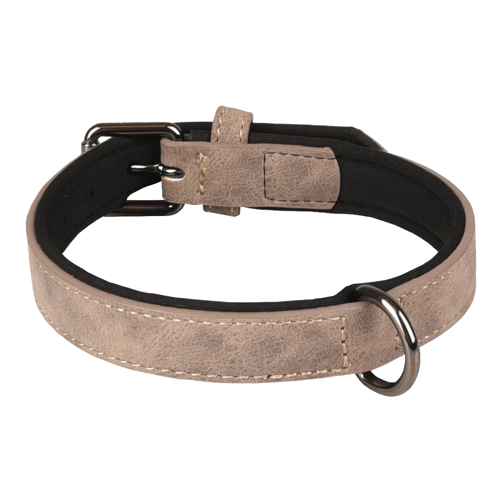 Flamingo Halsband Delu Taupe - Leer - 24-30cm 15mm - Hondenhalsband 4 Flamingo Halsband Delu Taupe - Leer - 24-30cm 15mm - Hondenhalsband - Afbeelding 2