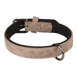 Flamingo Halsband Delu Taupe - Leer - 38-48cm 25mm - Hondenhalsband -Huisdier Uitgebreid Winkel halsband delu taupe leer hondenhalsband 2 4 6