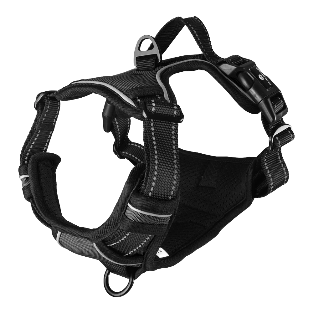 Flamingo Harnas Balou Zwart - M - 50-65cm X 25mm - Hondenharnas