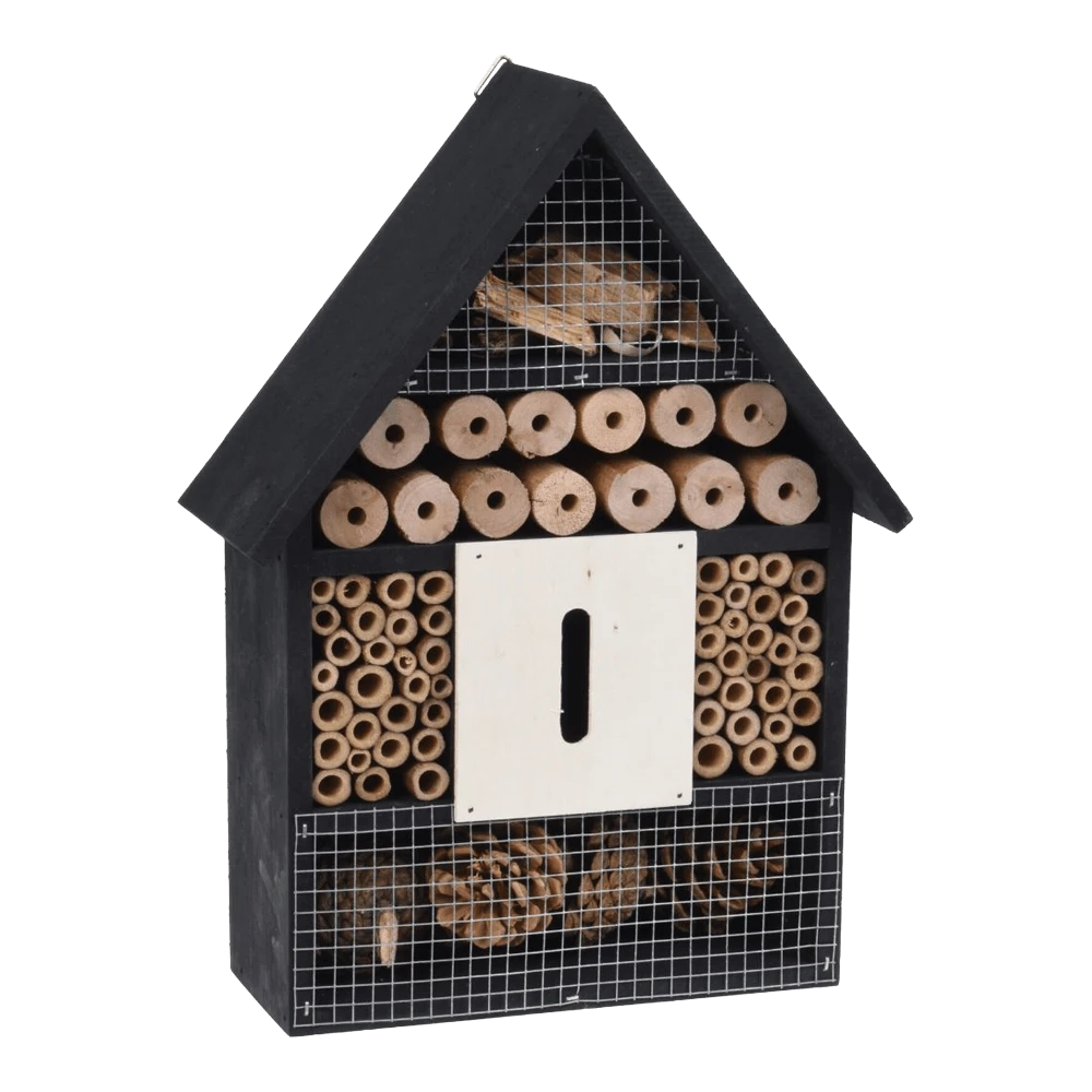 Insectenhotel Hout 30cm Zwart - Pro Garden