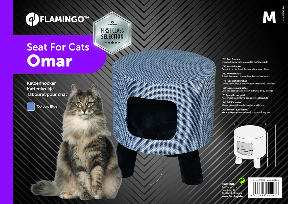 Flamingo Kattenkrukje Omar - Blauw - M - 42x42x48 5 Flamingo Kattenkrukje Omar - Blauw - M - 42x42x48 - Afbeelding 3