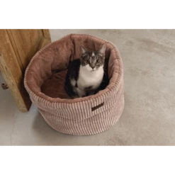 Designed By Lotte Kattenmand Ribbed Met Rits - Roze - 50x50x35cm -Huisdier Uitgebreid Winkel kattenmand ribbed met rits roze 50x50x35cm 4 1