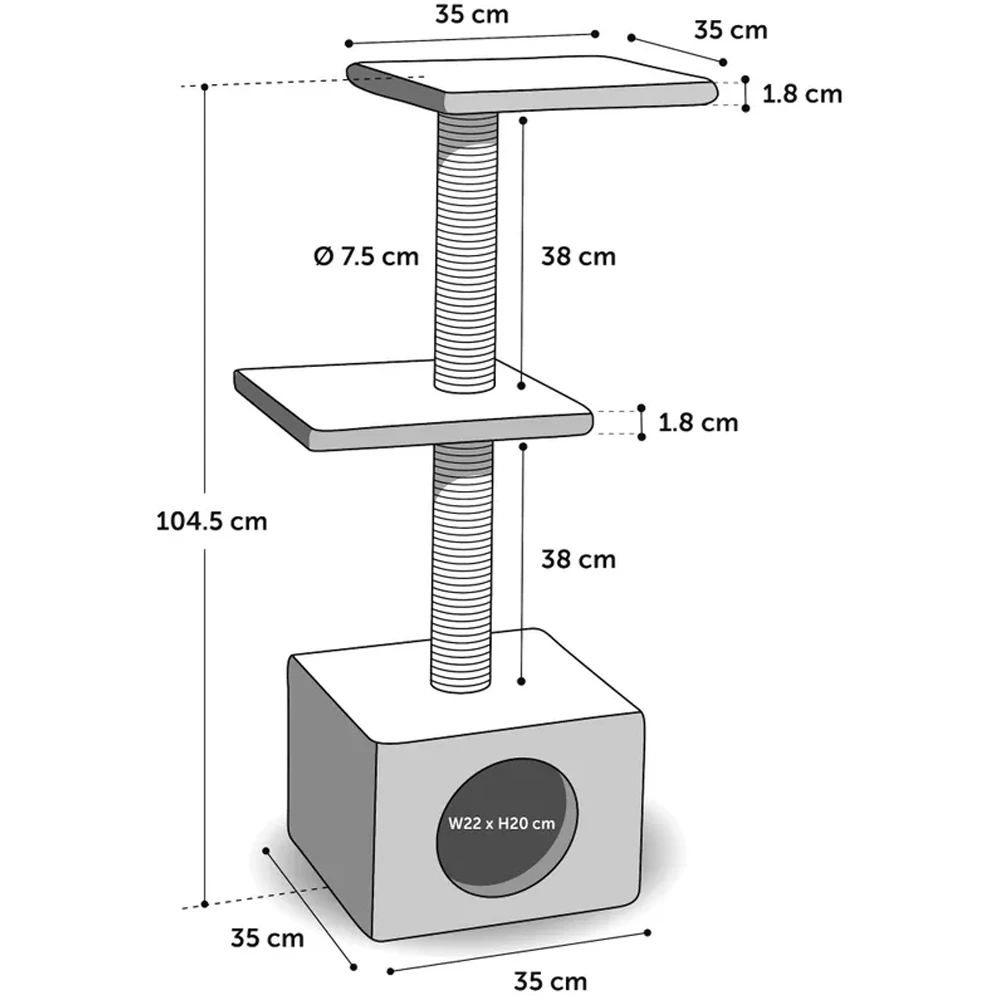 Flamingo Krabpaal Dalto - Grijs/Wit - 35x35x104,5cm 5 Flamingo Krabpaal Dalto - Grijs/Wit - 35x35x104,5cm - Afbeelding 3