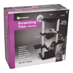 Flamingo Krabpaal Hamza - Zwart/Grijs - 101x57x122cm -Huisdier Uitgebreid Winkel krabpaal hamza zwart grijs 101x57x122cm flamingo 4 1