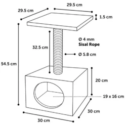 Flamingo Krabpaal Sassiu00e8re - Zwart - 30x30x55cm -Huisdier Uitgebreid Winkel krabpaal sassiere zwart 30x30x55cm flamingo 3