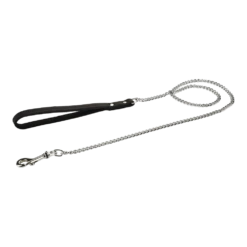 Beeztees Leren Hondenriem Met Ketting - Zwart - 18mm X 120cm