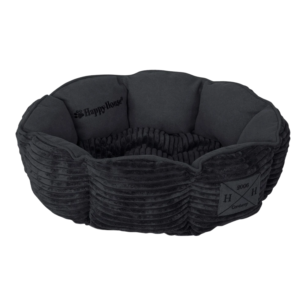 Mand Rond Corduroy Collectie - S - Zwart - Happy House