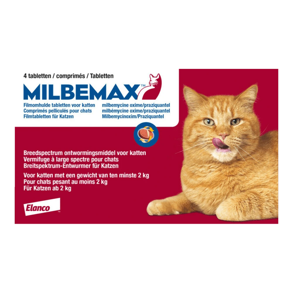 Milbemax Anti Wormenmiddel Kat - 2 Tot 12kg - 4tab.