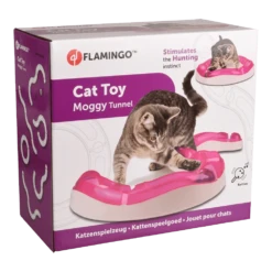 Flamingo Moggy Tunnel Met Bal - Roze/wit - 39x39x7,7cm -Huisdier Uitgebreid Winkel moggy tunnel met bal roze wit 39x39x7 7cm 3