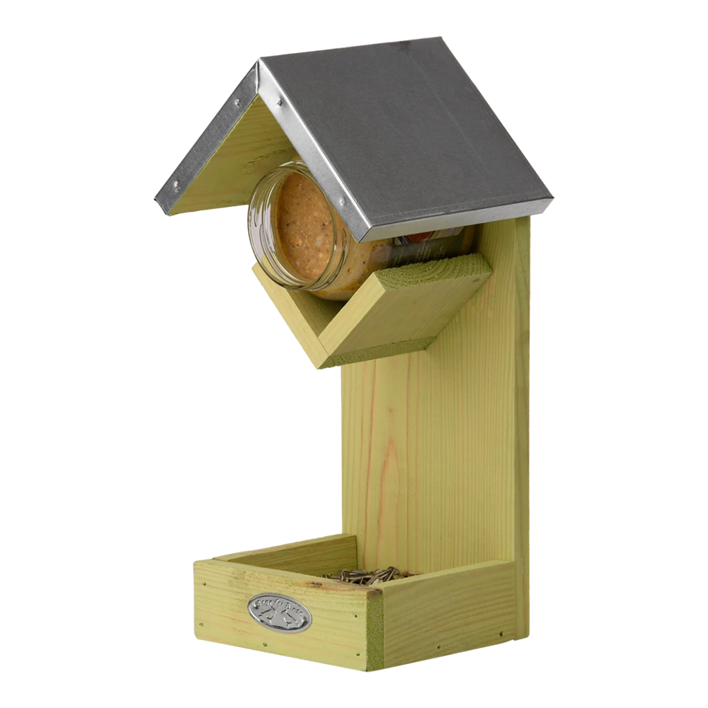 Pindakaashuis Met Voedertafel 100% FSC Vurenhout - Best For Birds 3 Pindakaashuis Met Voedertafel 100% FSC Vurenhout - Best For Birds