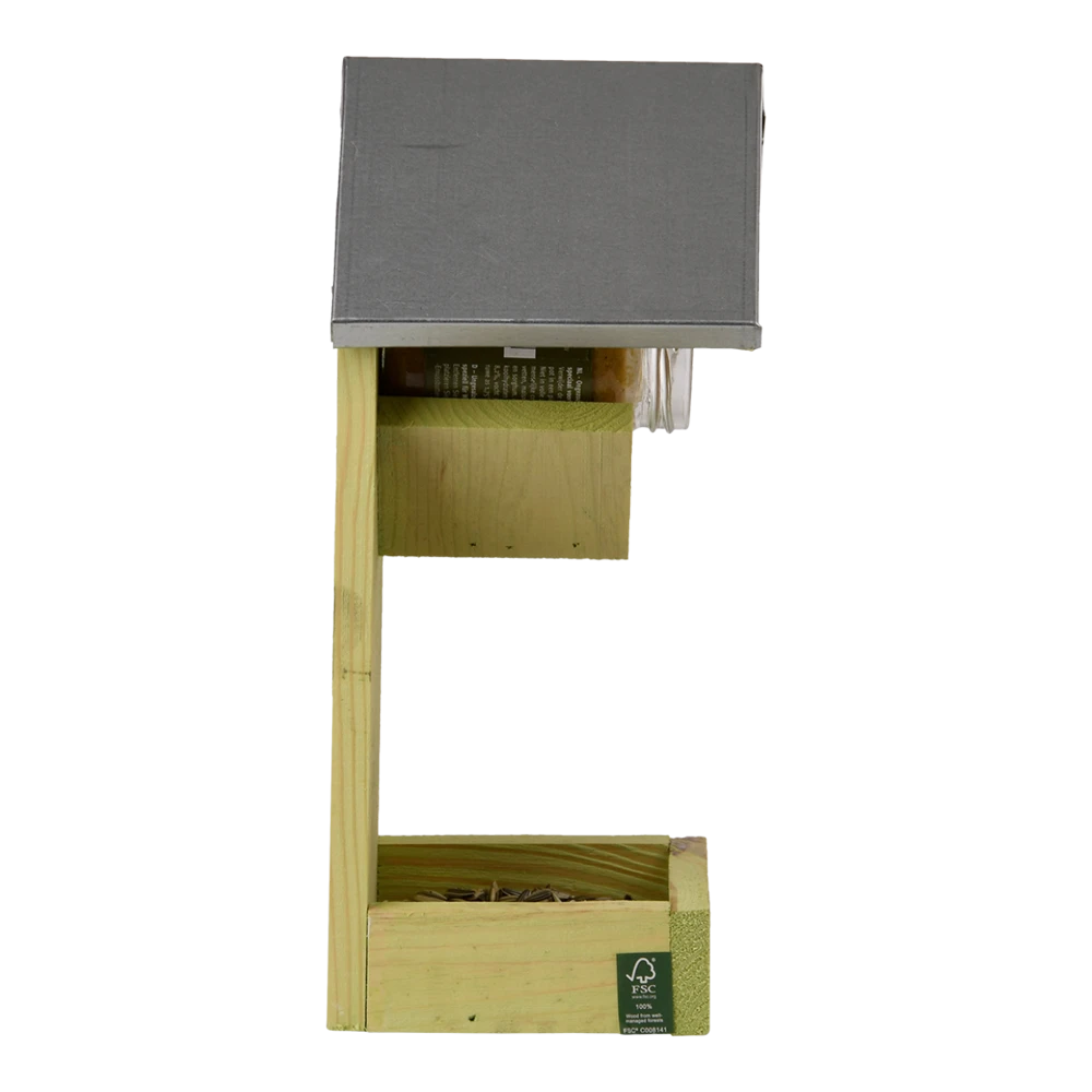 Pindakaashuis Met Voedertafel 100% FSC Vurenhout - Best For Birds 4 Pindakaashuis Met Voedertafel 100% FSC Vurenhout - Best For Birds - Afbeelding 2