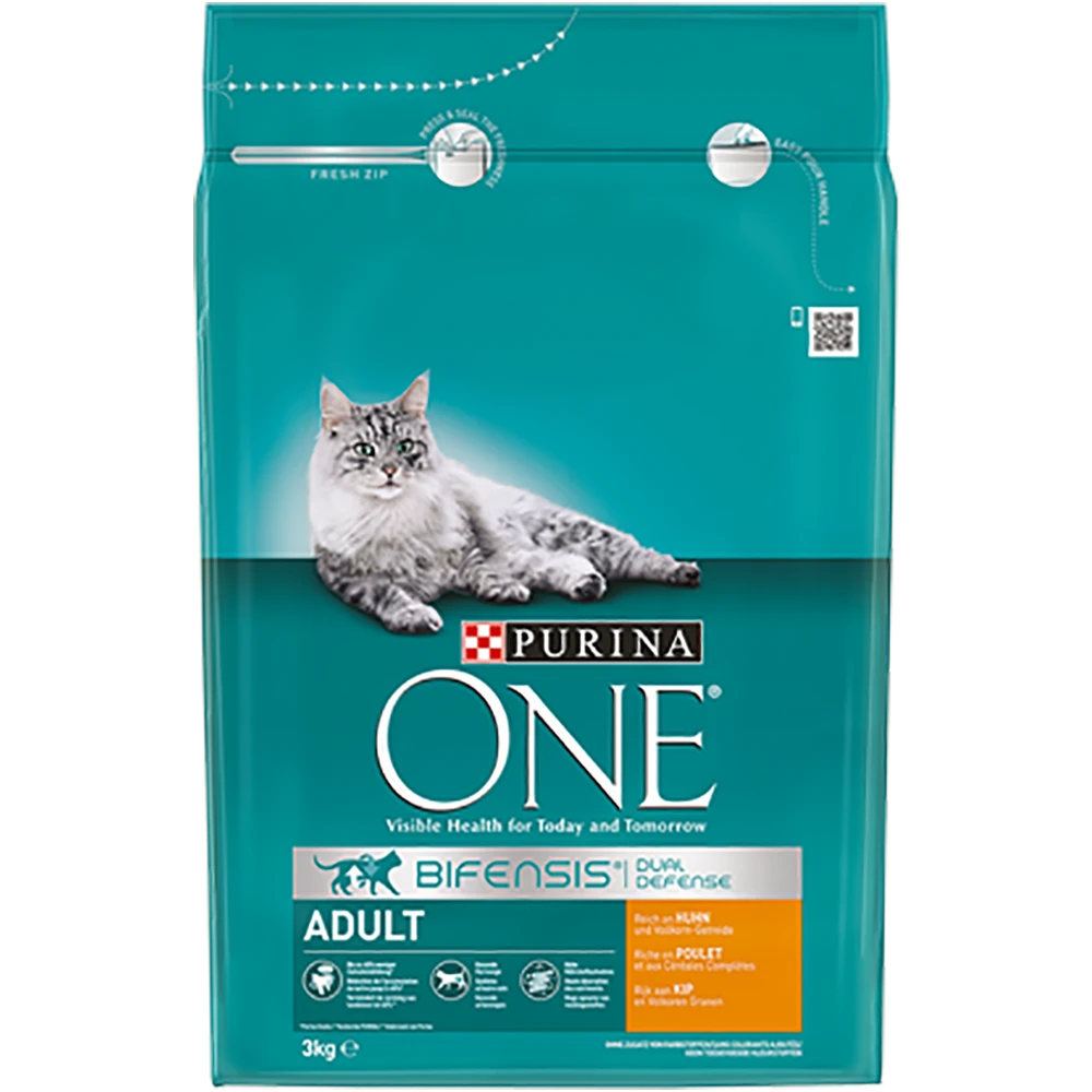 Purina One PURINAu00ae ONE Adult Rijk Aan Kip & Volkoren Granen Brokjes - Kattenvoer - 3kg