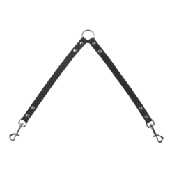 Flamingo Rondo Kopplestuk Looplijn Zwart - Leer - 30cm 18mm - Hondenriem