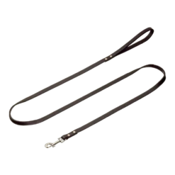 Flamingo Looplijn Rondo Geklonken Zwart - Leer - 130cm 20mm - Hondenhalsband