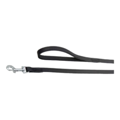 Flamingo Rondo Looplijn Gestikt Zwart - Leer - 200cm 16mm - Hondenriem