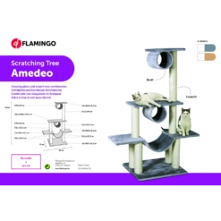 Flamingo Scratch Pole Amedeo - Beige - 103x57x141cm -Huisdier Uitgebreid Winkel scratch pole amedeo beige 103x57x141cm flamingo 4