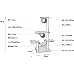 Flamingo Scratch Pole Amedeo - Grey - 103x57x141cm -Huisdier Uitgebreid Winkel scratch pole amedeo grey 103x57x141cm flamingo 3