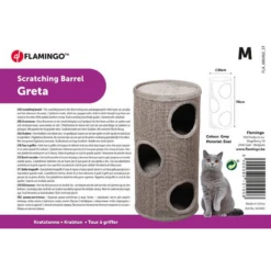 Flamingo Scratching Barrel Greta - Grey - M - 36x36x70cm -Huisdier Uitgebreid Winkel scratching barrel greta grey m 36x36x70cm flamingo 3