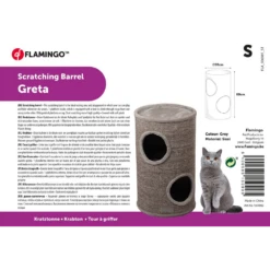 Flamingo Scratching Barrel Greta - Grey - S - 35x35x60cm -Huisdier Uitgebreid Winkel scratching barrel greta grey s 35x35x60cm flamingo 4