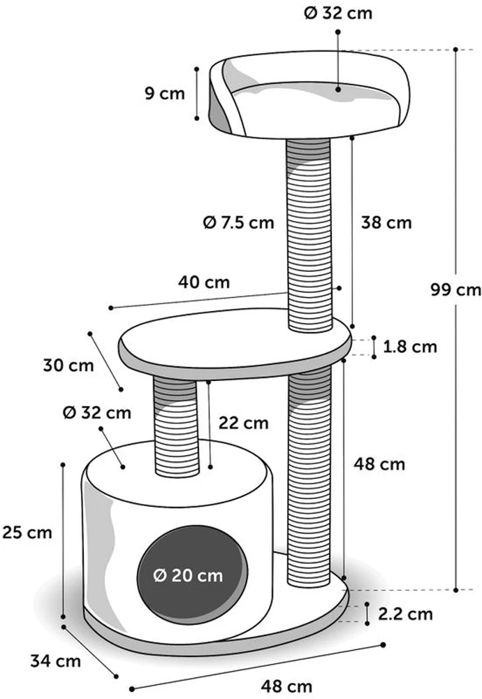 Flamingo Scratching Tree Echo - Black - 48x34x99cm 5 Flamingo Scratching Tree Echo - Black - 48x34x99cm - Afbeelding 3
