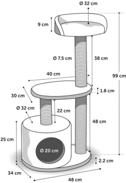 Flamingo Scratching Tree Echo - Grey - 48x34x99cm -Huisdier Uitgebreid Winkel scratching tree echo grey 48x34x99cm flamingo 3