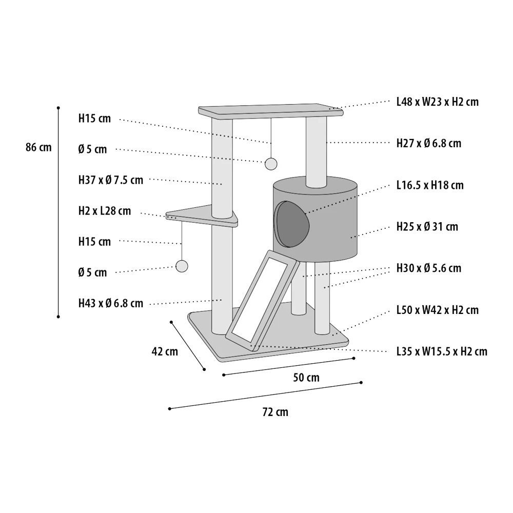 Flamingo Scratching Tree Paradiso - 50x42x86cm 4 Flamingo Scratching Tree Paradiso - 50x42x86cm - Afbeelding 2