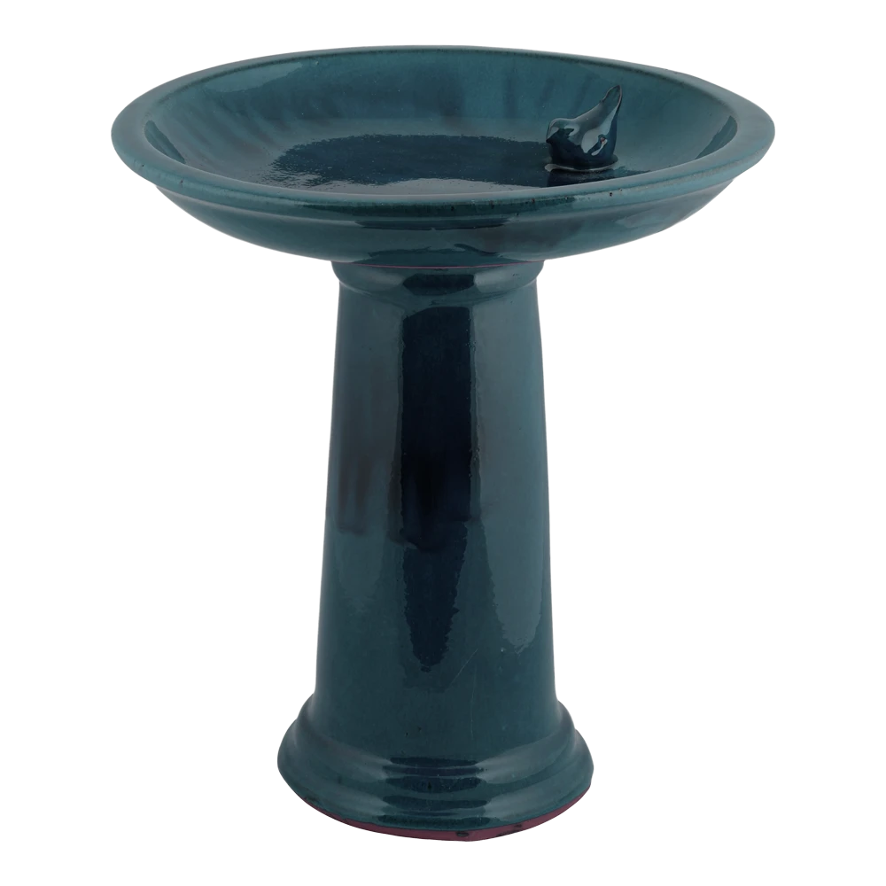 Vogelbad Op Voet Keramiek Blauw