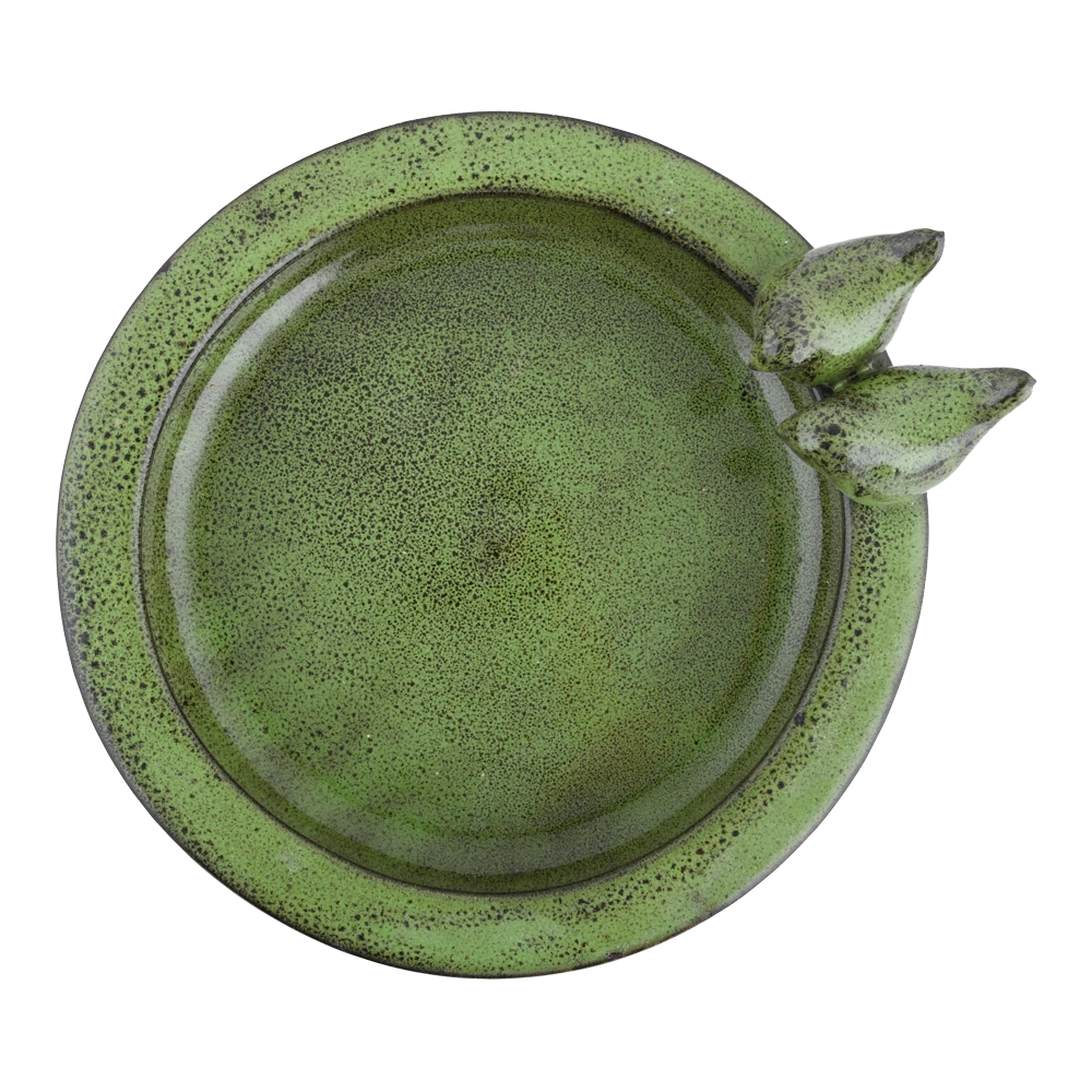 Vogelbad Op Voet Keramiek Groen - Afbeelding 2