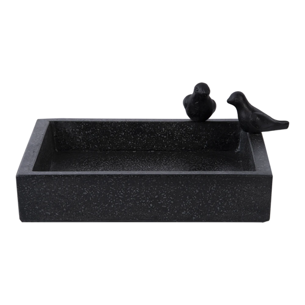 Vogelbad Terrazzo Vierkant - Zwart - Best For Birds