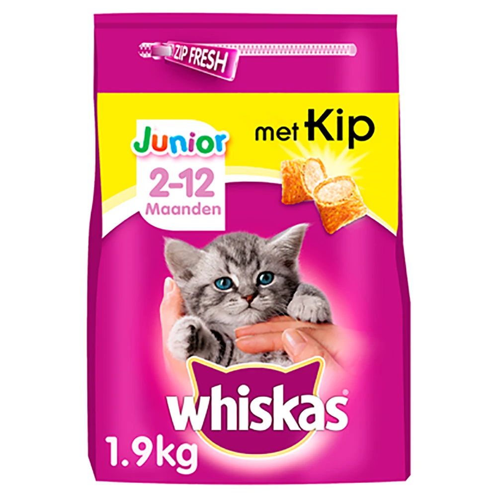 Whiskas Junior Droge Brokjes - Kip & Melk - Kittenvoer - 1,9kg - Afbeelding 2